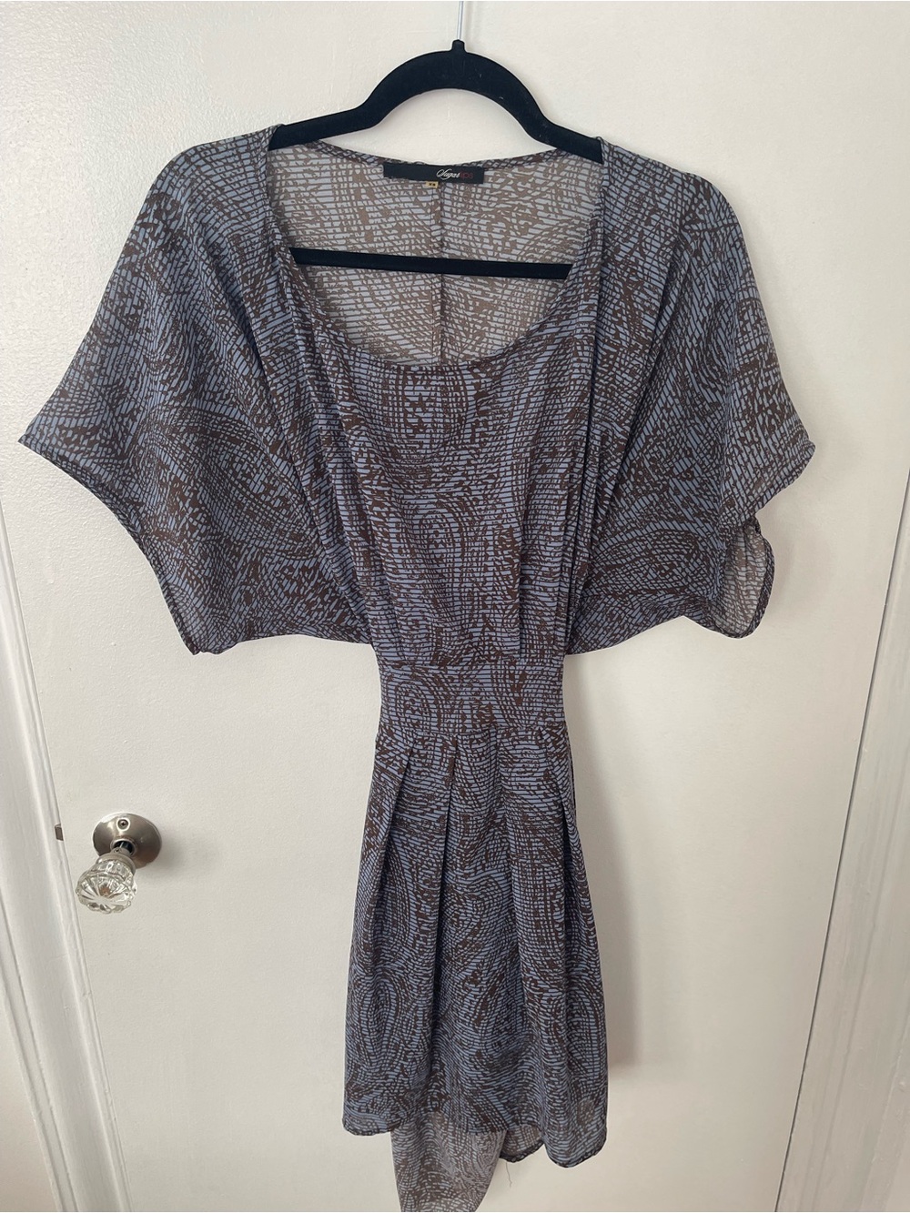 Lightweight Brown & Blue Print Women's Wrap Dress